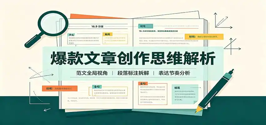 爆款文章创作思维解析：全局视角拆解范文，梳理行文逻辑，搭配真实拆文实操案例-翻身路网创