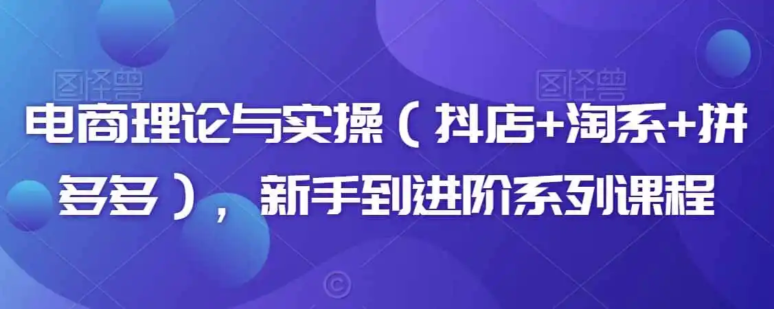电商理论与实操（抖店+淘系+拼多多），新手到进阶系列课程-翻身路网创