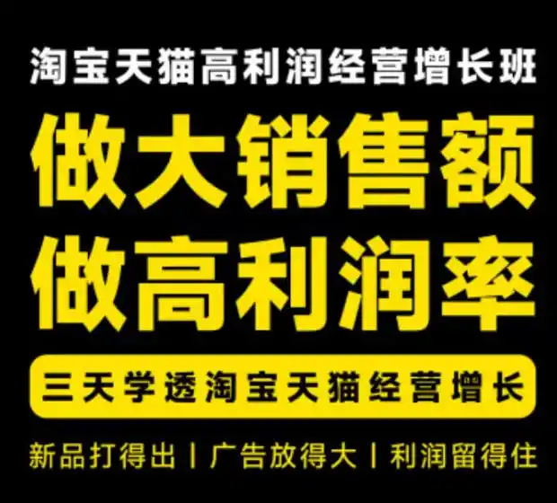 天猫淘宝高利润经营增长班杭州线下课31期8月22-24日，做大销售额做高利润率，三天学透淘宝天猫经营增长-翻身路网创