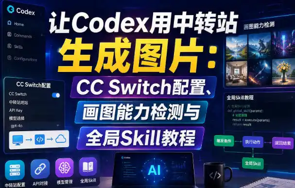 让Codex用中转站生成图片：CC Switch配置、画图能力检测与全局Skill教程-翻身路网创