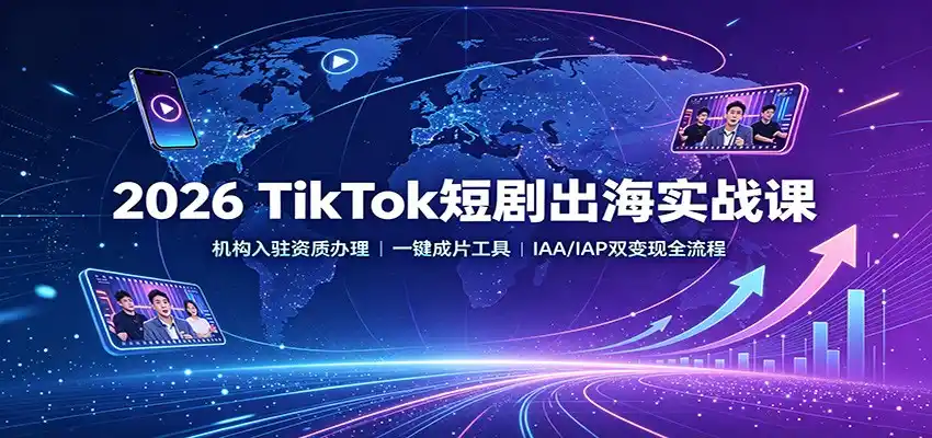 2026 TikTok短剧出海实战课：机构入驻资质办理，一键成片工具，IAA/IAP双变现全流程-翻身路网创