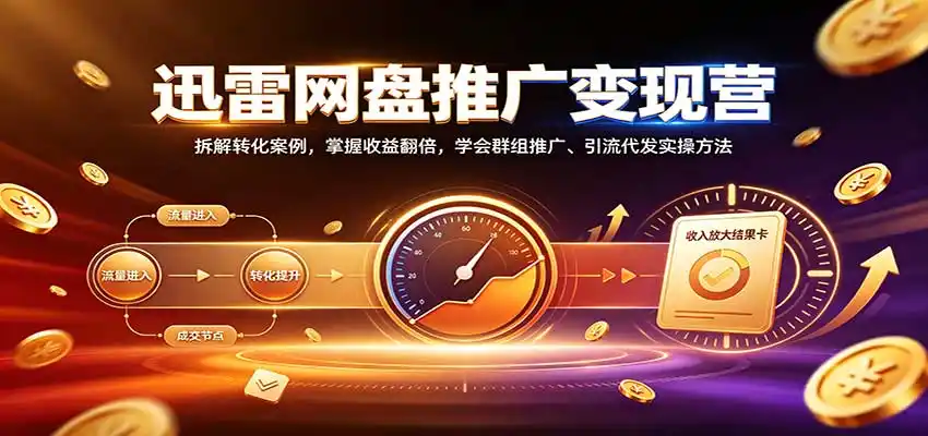 迅雷网盘推广变现营：拆解转化案例，掌握收益翻倍，学会群组推广、引流代发实操方法-翻身路网创