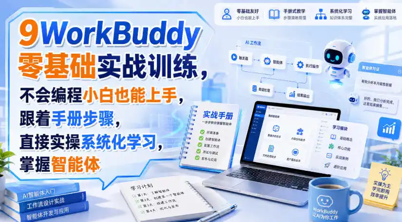 WorkBuddy零基础实战训练，不会编程小白也能上手，跟着手册步骤，直接实操系统化学习，掌握智能体-翻身路网创