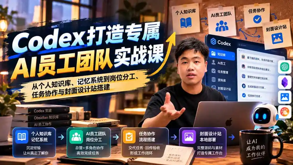 【无水印】Codex打造专属AI员工团队实战课：从个人知识库、记忆系统到岗位分工、任务协作与封面设计站搭建-翻身路网创