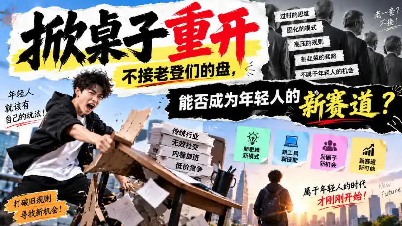 某公众号付费文章:掀桌子重开,不接老登们的盘,能否成为年轻人的新赛道?-翻身路网创