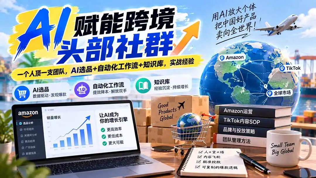 AI赋能跨境头部社群-更新9月：一个人顶一支团队，AI选品+自动化工作流+知识库，实战经验-翻身路网创