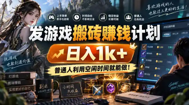 发游戏搬砖賺钱计划，日入1k+，普通人利用空闲时间就能做！【揭秘】