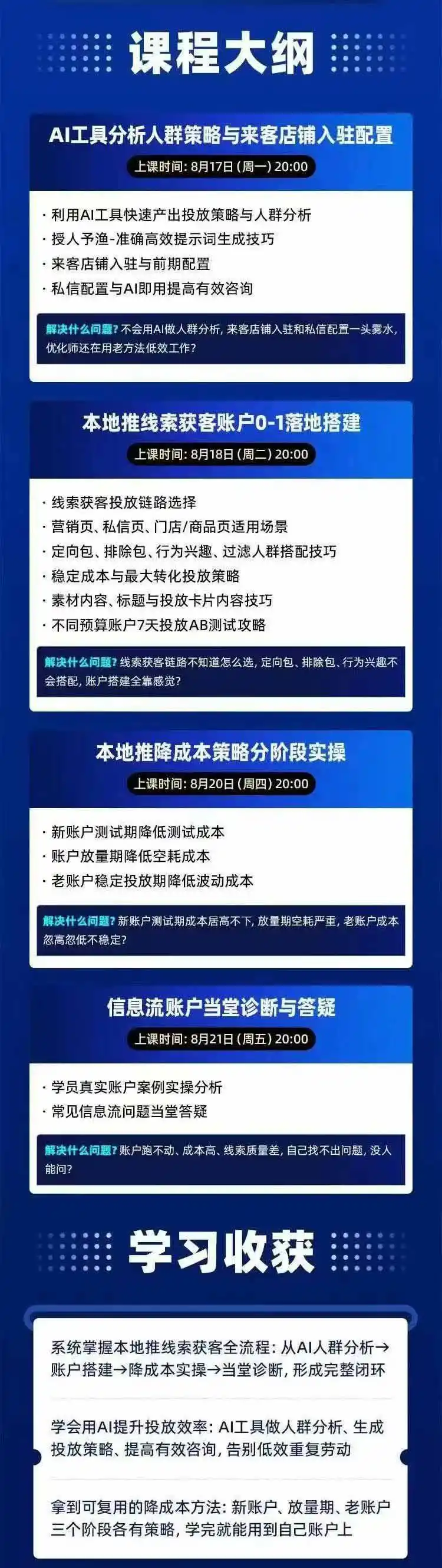 图片[2]-2026巨量AD本地推线索获客全流程实战课-33期：AI人群分析、账户搭建、7天测试、分阶段降本与投放优化-翻身路网创