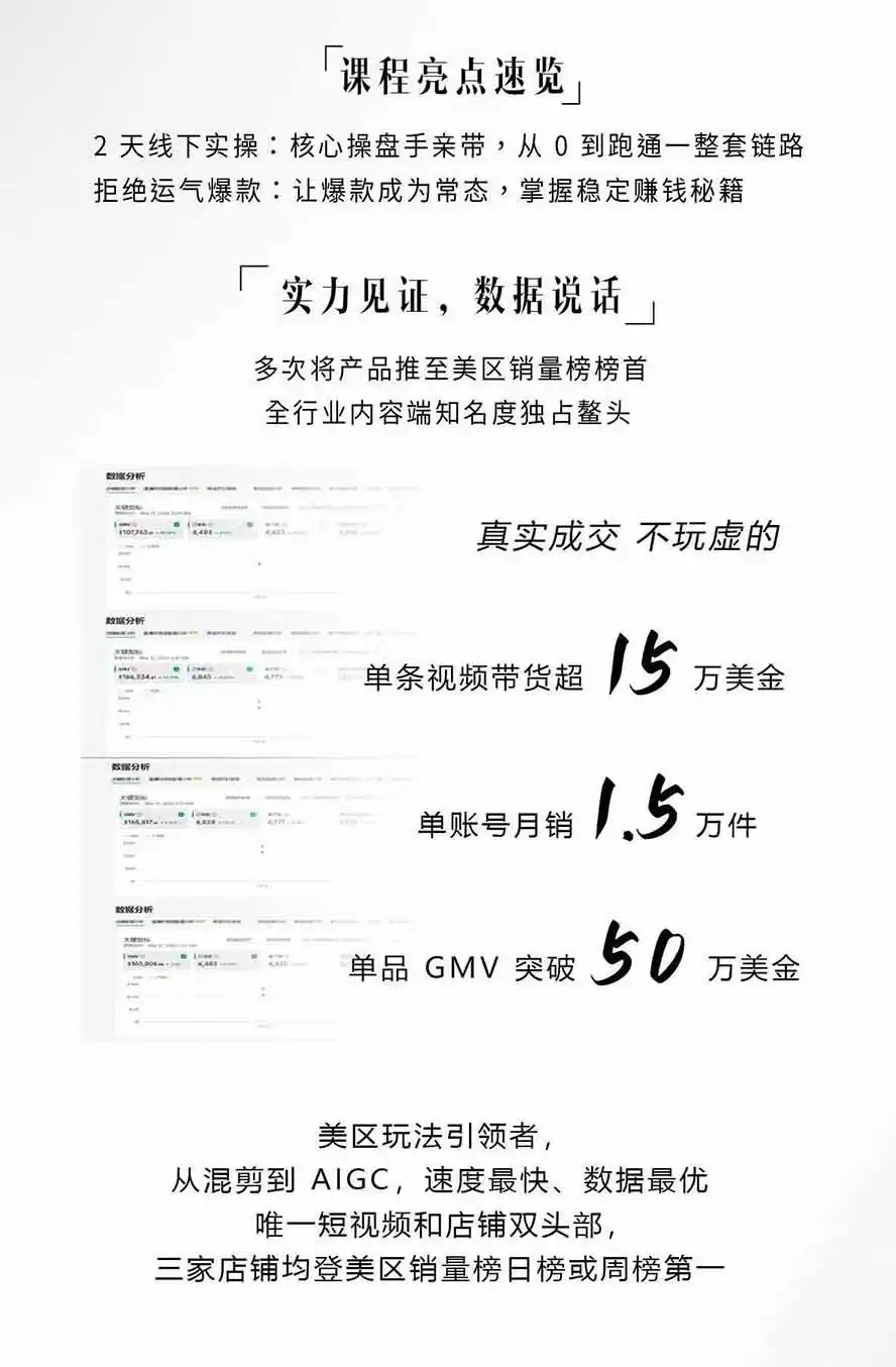 图片[2]-AIGC×TikTok美区短视频带货线下课；两天一夜完整回放，12小时高清视频收录头部操盘手全流程教学-翻身路网创