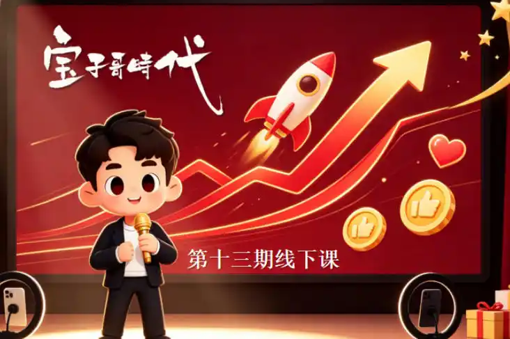 宝子哥抖音直播第13期VIP线下课9月5-6日，26年最值得看的直播课程，快速突破直播间流量瓶颈，打造高效起号闭环