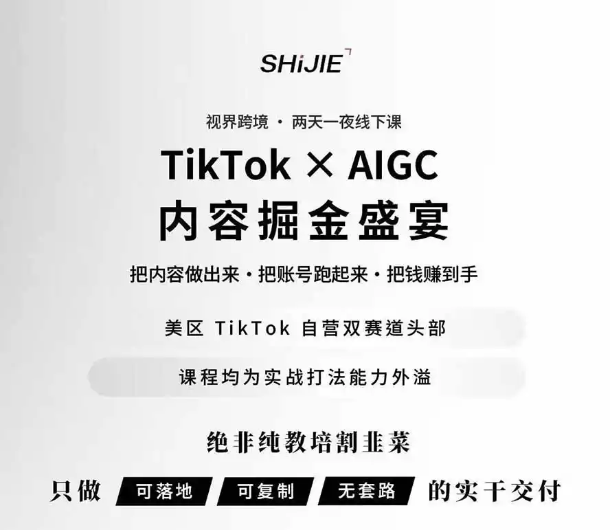 图片[1]-AIGC×TikTok美区短视频带货线下课；两天一夜完整回放，12小时高清视频收录头部操盘手全流程教学-翻身路网创